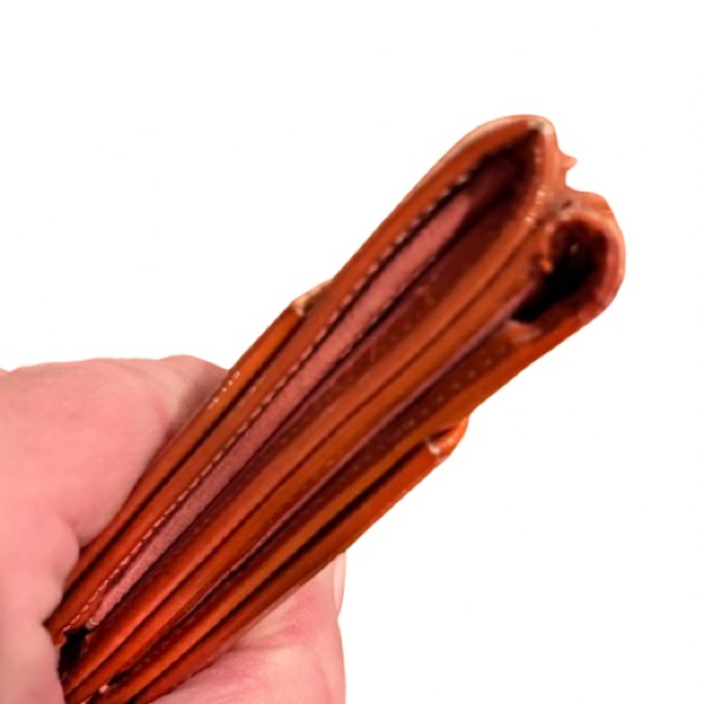 CHANEL- Vintage Coco Mark Enamel Flap Wallet Chestnut/Orange- MADE IN FRANCE - Picture 6 of 12